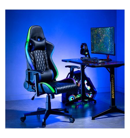 Игровое кресло Lumi Gaming Chair CH06-30 with Headrest & Lumbar Support & RGB Lights, Black, PVC Leather, 2D Armrest, Steel Frame, 350mm Nylon Plastic Base, Nylon Caster, 80mm Class 4 Gas Lift, Weight Capacity 150 Kg Игровое кресло Lumi Gaming Chair CH06-30 with Headrest & Lumbar Support & RGB Lights, Black, PVC Leather, 2D Armrest, Steel Frame, 350mm Nylon Plastic Base, Nylon Caster, 80mm Class 4 Gas Lift, Weight Capacity 150 Kg