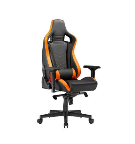 Игровое кресло Lumi Premium Gaming Chair CH06-34 with Headrest & Lumbar Support CH06-34, Black/Orange, PVC Leather, 4D Armrest, Steel Frame, 350mm Nylon Plastic Base, PU Caster, 80mm Class 4 Gas Lift, Weight Capacity 180 Kg