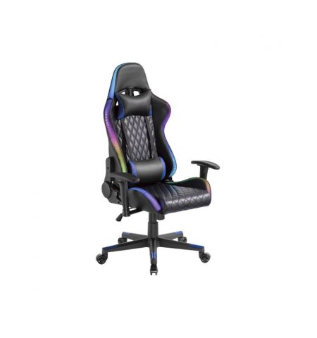 Игровое кресло Lumi Gaming Chair CH06-30 with Headrest & Lumbar Support & RGB Lights, Black, PVC Leather, 2D Armrest, Steel Frame, 350mm Nylon Plastic Base, Nylon Caster, 80mm Class 4 Gas Lift, Weight Capacity 150 Kg