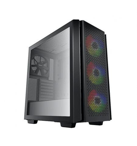 Корпус Case Middletower Deepcool CG560 ATX Black, no PSU, Side panel Tempered Glass,  2xUSB3.0, Audio x 1/Mic x 1, Pre-Installed LED Fans: Front 3X120mm, Rear 1X140mm (carcasa/корпус)