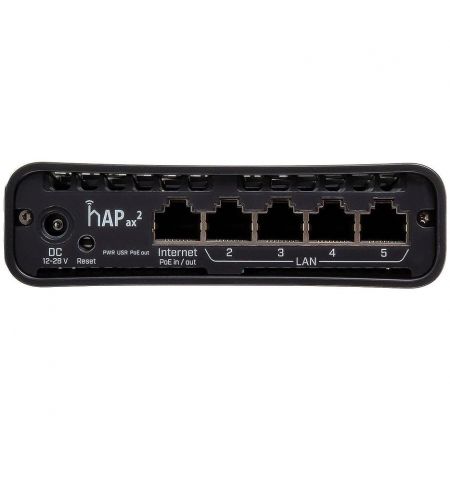 Wi-Fi роутер Mikrotik hAP ax2 (C52iG-5HaxD2HaxD-TC), 864MHz CPU, 128MB RAM, 5xGbit LAN, WiFi 6 AX1800, PoE-in & PoE out, desktop/tower case, PSU Wi-Fi роутер Mikrotik hAP ax2 (C52iG-5HaxD2HaxD-TC), 864MHz CPU, 128MB RAM, 5xGbit LAN, WiFi 6 AX1800, PoE-in & PoE out, desktop/tower case, PSU