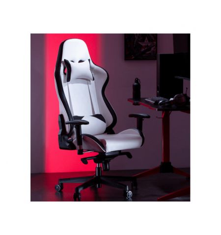 Игровое кресло Lumi Premium Gaming Chair CH06-36 with Headrest & Lumbar Support , Black/White, PVC Leather, 2D Armrest, Steel Frame, 350mm Nylon Plastic Base, PU Caster, 80mm Class 4 Gas Lift, Weight Capacity 180 Kg