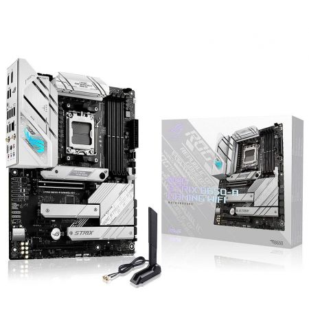 Материнская плата ASUS ROG STRIX B650-A GAMING WIFI AMD B650, AM5, Dual DDR5 6400+MHz, PCI-E 4.0/3.0 x16, HDMI/DisplayPort, USB Type-C, SATA&PCIe RAID, M.2 PCIe 5.0 x4 Socket, 2xM.2 PCIe 4.0 x4, Wi-Fi 6E 802.11ax, 2.5Gb Ethernet, Aura