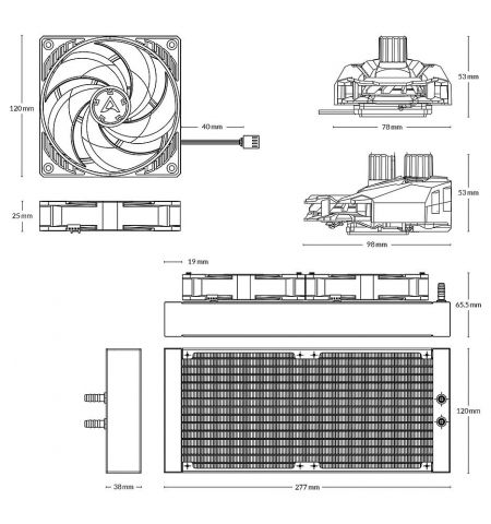 Arctic Liquid Freezer II 240 Multi Compatible All-In-One CPU Water Cooler, Intel 1700, 1200, 115X, 2011-3, 2066, AMD AM5, AM4, VRM Fan: 40mm 1000–3000rpm, Pump: 800–2000rpm, 2x120mm Fan 200–1800rpm, Fluid Dynamic Bearing, ACFRE00046B Arctic Liquid Freezer II 240 Multi Compatible All-In-One CPU Water Cooler, Intel 1700, 1200, 115X, 2011-3, 2066, AMD AM5, AM4, VRM Fan: 40mm 1000–3000rpm, Pump: 800–2000rpm, 2x120mm Fan 200–1800rpm, Fluid Dynamic Bearing, ACFRE00046B