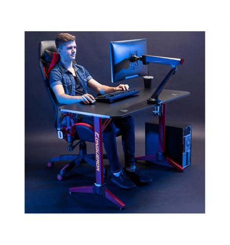 Стол компьютерный LUMI GMD03-1 Conqueror Gaming Desk with RGB Lighting, Black/Red, 1200x600mm, Weight Capacity 100Kg, Multi-Color Gradient Breathing LED Light (Стол компьютерный игровой)