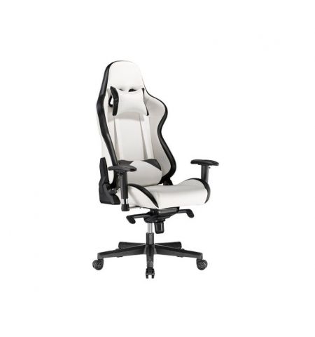 Игровое кресло Lumi Premium Gaming Chair CH06-36 with Headrest & Lumbar Support , Black/White, PVC Leather, 2D Armrest, Steel Frame, 350mm Nylon Plastic Base, PU Caster, 80mm Class 4 Gas Lift, Weight Capacity 180 Kg