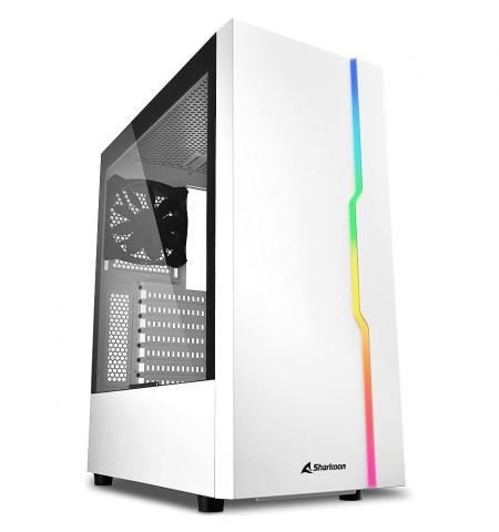 Компьютерный корпус Sharkoon RGB SLIDER White ATX Case, Side Panel of Tempered Glass, no PSU, Tool-free, Cable Management, Front Panel ARGB LED Strip, Fans: Rear 1x120mm installed, ARGB Controller, 2x3.5