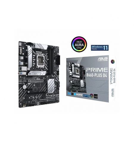 Материнская плата ASUS PRIME B660-PLUS D4 Intel B660, LGA1700, Dual DDR4 5066MHz, PCIe 4.0 x16, PCI-E 3.0 x16, D-Sub/DP/HDMI, USB3.2 Type-C, SATA RAID, 3 x M.2 slots PCIe 4.0 x4, Intel Optane, SB 8-Ch., 2.5Gb Ethernet, AURA Sync