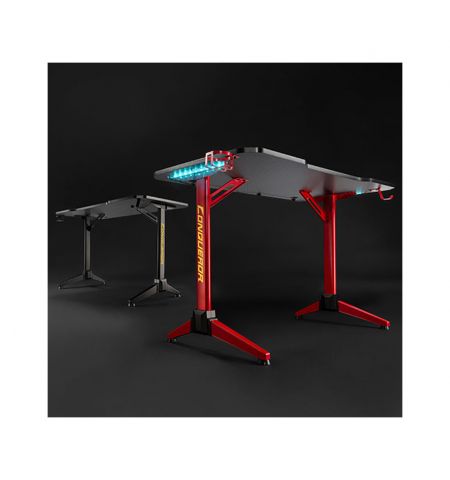 Стол компьютерный LUMI GMD03-1 Conqueror Gaming Desk with RGB Lighting, Black/Red, 1200x600mm, Weight Capacity 100Kg, Multi-Color Gradient Breathing LED Light (Стол компьютерный игровой)