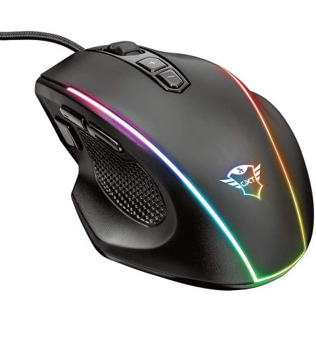 Мышь игровая Trust Gaming GXT 165 Celox RGB Mouse, 200 - 10000 dpi, 8 Programmable button, RGB lighting, Adjustable weight, 1,8 m USB, Black