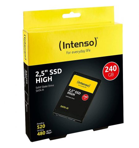 Внутрений высокоскоростной накопитель 240GB SSD 2.5" Intenso High (3813440), 7mm, Read 520MB/s, Write 480MB/s, SATA III 6.0 Gbps (solid state drive intern SSD/Внутрений высокоскоростной накопитель SSD)