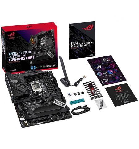 Материнская плата ASUS ROG STRIX Z790-H GAMING WIFI Intel Z790, LGA1700, Dual DDR5 7800+ MHz, PCIe 5.0 x16, PCIe 4.0 x16, DP/HDMI, USB Type-C, PCIe RAID, SATA RAID, 4 x M.2 slots PCIe 4.0 x4, SB 8-Ch., Wi-Fi 6E 802.11ax, 2.5Gb Ethernet, AURA Sync