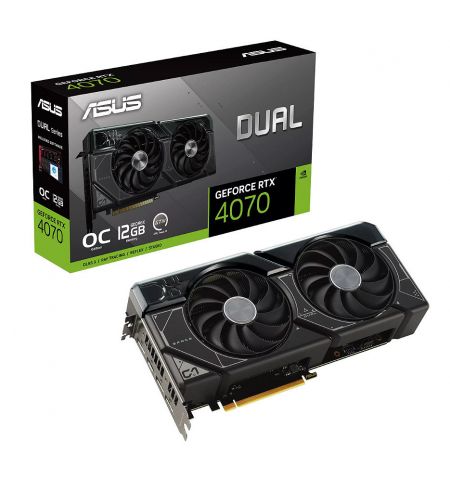 Видеокарта ASUS DUAL-RTX4070-O12G, GeForce RTX4070 12GB GDDR6X, 192-bit, GPU/Mem speed 2550/21Gbps, PCI-Express 4.0, HDMI 2.1/3xDisplay Port 1.4a (placa video/видеокарта) (placa video/видеокарта)