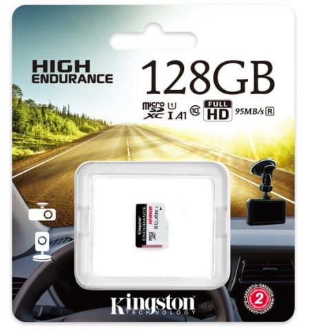 128GB microSD Class10 A1 UHS-I FC  Kingston High Endurance, 600x, Up to: 95MB/s, High performance, Seamless recording