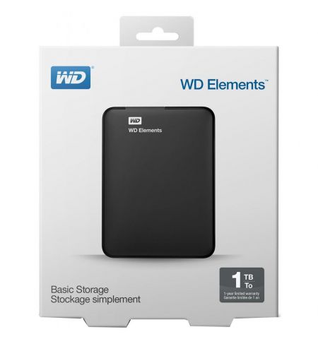 2.5" External HDD 1.0TB (USB3.0)  Western Digital "Elements", Black, Durable design