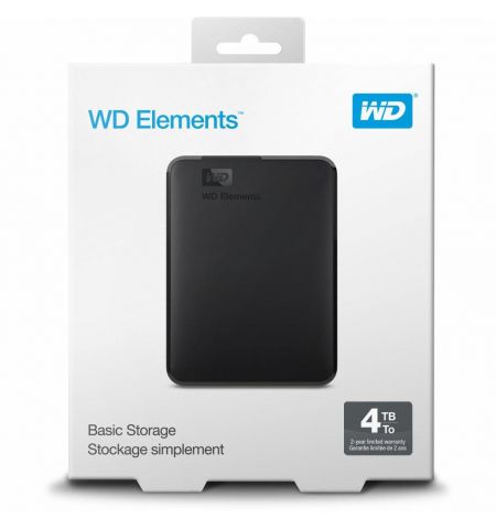 2.5" External HDD 4.0TB (USB3.0)  Western Digital "Elements", Black, Durable design