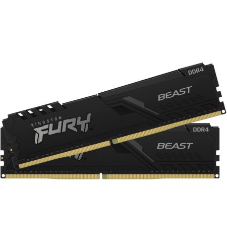 16GB (Kit of 2*8GB) DDR4-3733  Kingston FURY® Beast DDR4, PC29800, CL19, 1.35V, Auto-overclocking, Asymmetric BLACK low-profile heat spreader, Intel XMP Ready  (Extreme Memory Profiles)