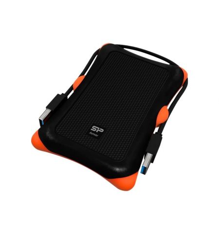 2.5" External HDD 2.0TB (USB3.1)  Silicon Power Armor A30, Black/Orange, Rubber + Plastic, Military-Grade Protection MIL-STD 810G, Internal silica gel suspension system and external silica gel bubbles keeps your hard drive safe from drops and bumps