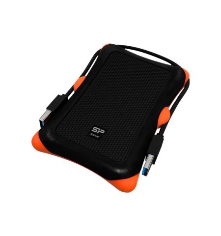2.5" External HDD 1.0TB (USB3.1)  Silicon Power Armor A30, Black/Orange, Rubber + Plastic, Military-Grade Protection MIL-STD 810G, Internal silica gel suspension system and external silica gel bubbles keeps your hard drive safe from drops and bumps