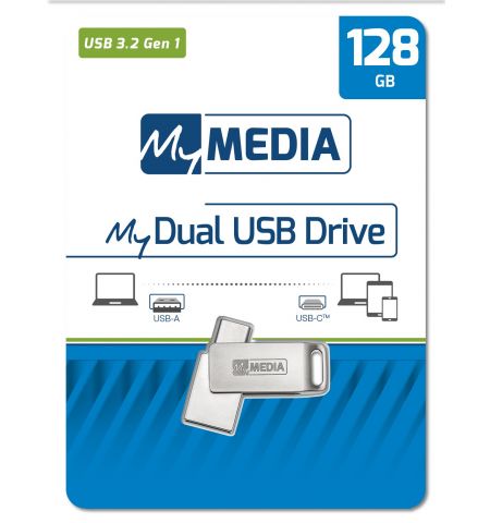 Флеш-накопитель USB3.2 MyMedia (by Verbatim) MyDual USB 3.2 Gen1/ USB A + USB-C /  128ГБ Флеш-накопитель USB3.2 MyMedia (by Verbatim) MyDual USB 3.2 Gen1/ USB A + USB-C /  128ГБ