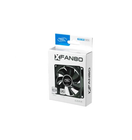 80mm Case Fan - DEEPCOOL "XFAN 80" Fan, 80x80x25mm, 1800rpm, <20dBa, 21.8CFM, Hydro Bearing, Big 4Pin Molex, Black