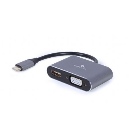 Адаптер Gembird A-USB3C-HDMIVGA-01 / USB Type-C to HDMI + VGA display adapter, space grey