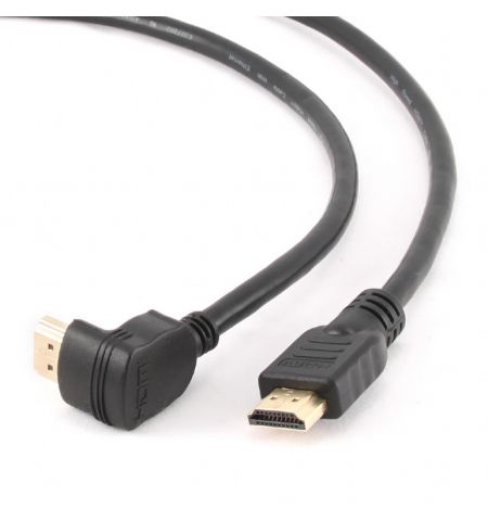 Cable HDMI  CC-HDMI490-6, 1.8 m, HDMI v.1.4 90 degrees, male-male, Black cable with gold-plated connectors, Bulk packing