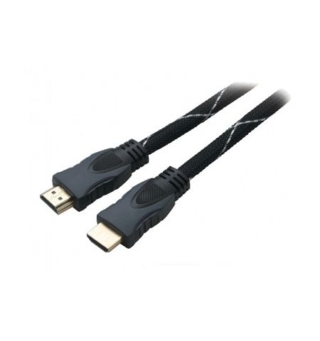 Cable HDMI - 7.5m - Brackton "Professional" K-HDE-BKR-0750.BS, 7.5 m, High Speed HDMI® Cable with Ethernet, male-male, up to 2160p 2Kx4K, 3D capable, with 24k gold plated contacts, triple shielded, 2 ferrites, dust caps, black/silver nylon sleeve