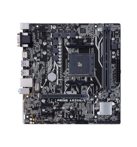 ASUS PRIME A320M-K, Socket AM4, AMD A320, Dual 2xDDR4-3200, APU AMD graphics, VGA, HDMI, 1xPCIe X16, 4xSATA3, RAID, 1x M.2 slot, 2xPCIe X1, ALC887 7.1ch HDA, GbE LAN, 6xUSB3.1, 5X Pro.III, mATX