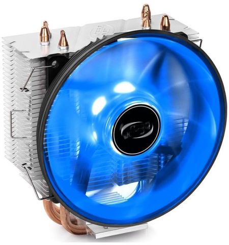 DEEPCOOL Cooler  "GAMMAXX 300B", Socket LGA1366/LGA1200/1151/1150/1155/LGA775 & AM4/FM2/AM3, up to 130W, 120х120х25mm, Semi-transparent fan with Blue LED, 900~1600rpm, 17.8~21dBA, 55.5CFM, 4 pin, PWM, Hydro Bearing, 3 heatpipes direct contact