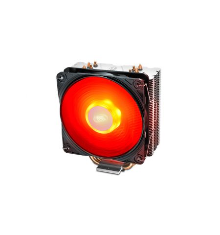 DEEPCOOL Cooler  "GAMMAXX 400 V2 RED", Socket Intel LGA1700/1200/1151/1150/1155 & AM5/AM4, up to TDP 180W, 120х120х25mm, PWM Fan with RED LED, 500~1650rpm, <27.8 dBA, 64.5CFM, 4 pin, PWM, Hydro Bearing, 4x 6mm Cooper heatpipes direct contact