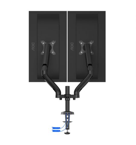 Arm for 2 monitors 13"-31.5" -  AOC AD110DX with integrated USB Hub, Black, USB Hub: USB-C + USB3.0, Desk Clamp/Grommet, Aluminum structure, Gas spring, Height adjustment, Max.Load: 2-9kg, Tilt: '-90°~+85°, Swivel:180°, Rotation: 360°, Hidden cable manage Arm for 2 monitors 13"-31.5" -  AOC AD110DX with integrated USB Hub, Black, USB Hub: USB-C + USB3.0, Desk Clamp/Grommet, Aluminum structure, Gas spring, Height adjustment, Max.Load: 2-9kg, Tilt: '-90°~+85°, Swivel:180°, Rotation: 360°, Hidden cable manage
