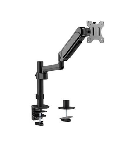 Arm for 1 monitor 17"-32" - Gembird MA-DA1P-01, Adjustable desk display mounting arm, Gas spring 2-9 kg, VESA 75/100, arm rotates, extends and retracts, tilts to change reading angles, and allows to rotate display from landscape-to-portrait mode
