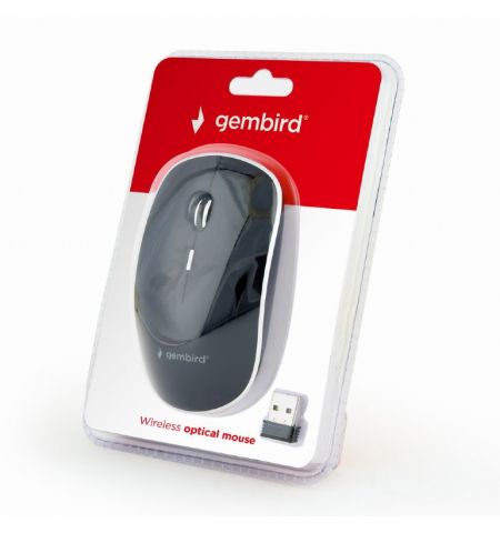 Gembird MUSW-4B-01, Wireless Optical Mouse, 2.4GHz, 4-button, 800/1200/1600dpi, Nano Reciver, USB, Black