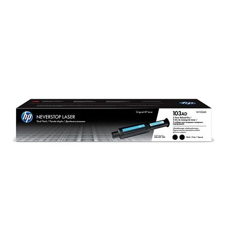 HP 103AD (W1103AD), Original Neverstop Toner Reload Kit, 2 pcs, Black, 5000 pages for NeverStop series.