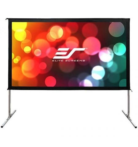 Elite Screens 100" (16:9) 222 x 125 cm, Outdoor/Indoor Projection Screen, Yard Master 2 Dual, Versatile, Outdoor/Indoor True Dual Front/Rear Projection Screen with Stand, Black, Silver Aluminum Frame, Assembles without the use of tools, Carrying bag