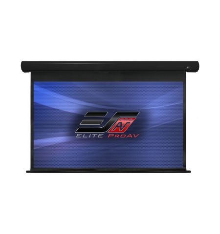 Elite Screens 100" (16:9) 222 x 125 cm, Electric Projection Screen, Saker Series, Premium, TopDrop 60cm, Black, MaxWhite™ Fibreglass, Extra top black masking border for high ceiling installations, Flush hidden wall mounts