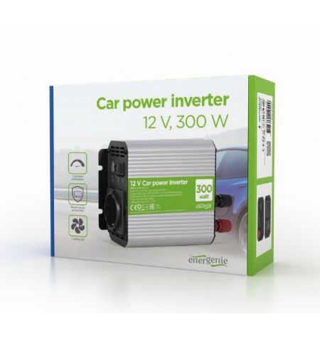 EnerGenie EG-PWC300-01, 12 V Car power inverter, 300 W, with USB port / 5V-2.1A, LED indicator, Input: 10-16 VDC (accumulator directly) - Output: 230 VAC +/- 10% at 50 Hz (+/-3Hz), modified sine wave EnerGenie EG-PWC300-01, 12 V Car power inverter, 300 W, with USB port / 5V-2.1A, LED indicator, Input: 10-16 VDC (accumulator directly) - Output: 230 VAC +/- 10% at 50 Hz (+/-3Hz), modified sine wave