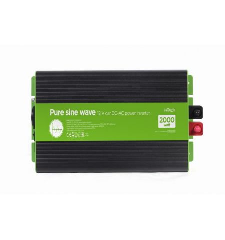 EnerGenie EG-PWC-PS2000-01, 12 V Pure sine wave car DC-AC power inverter, 2000 W, with USB port / 5V-2.1A, Input: 10-16 VDC (accumulator directly) - Output: 230 VAC +/- 10% at 50 Hz (+/-1Hz), pure sine wave, THD < 3%, 90% efficiency EnerGenie EG-PWC-PS2000-01, 12 V Pure sine wave car DC-AC power inverter, 2000 W, with USB port / 5V-2.1A, Input: 10-16 VDC (accumulator directly) - Output: 230 VAC +/- 10% at 50 Hz (+/-1Hz), pure sine wave, THD < 3%, 90% efficiency