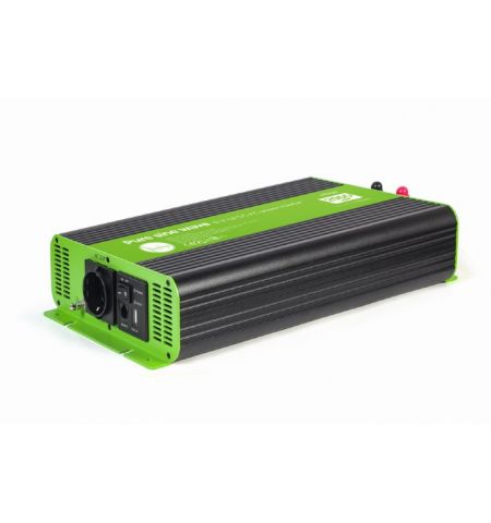 EnerGenie EG-PWC-PS2000-01, 12 V Pure sine wave car DC-AC power inverter, 2000 W, with USB port / 5V-2.1A, Input: 10-16 VDC (accumulator directly) - Output: 230 VAC +/- 10% at 50 Hz (+/-1Hz), pure sine wave, THD < 3%, 90% efficiency EnerGenie EG-PWC-PS2000-01, 12 V Pure sine wave car DC-AC power inverter, 2000 W, with USB port / 5V-2.1A, Input: 10-16 VDC (accumulator directly) - Output: 230 VAC +/- 10% at 50 Hz (+/-1Hz), pure sine wave, THD < 3%, 90% efficiency