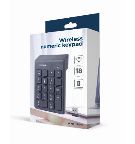 Беспроводной Кейпад Gembird KPD-W-02 / 18 keys / USB / Black