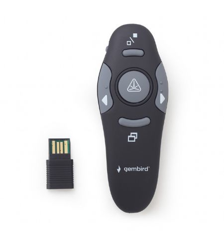 Gembird WP-L-01 Wireless presenter with laser pointer, Wireless 2.4 GHz, Power supply: 2 x AAA battery, up to 10 m, Net weight: 84 g