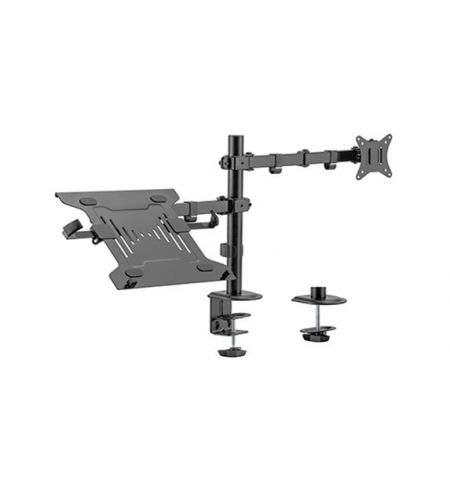 Gembird MA-DA-03,  Adjustable desk mount with monitor arm and notebook tray, Supports monitors up to 32" and notebooks up to 15.6", black