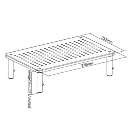 Gembird MS-TABLE-01,  Adjustable monitor stand (rectangle), 20 kg, 370 x 235 x 120 mm, Height range: 100/120/140 mm
