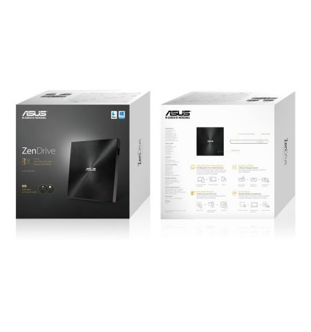 External DVDRW Drive ASUS ZenDrive U9M, Portable Ultra-Slim -13mm, Super-Multi DVDR+8x/-8x, RW+8x/-6x, DL+6x/-6x, M-DISC, Includes two cables for USB Type-C and Type-A, USB2.0 (USB-C/USB-A), Black, Retail External DVDRW Drive ASUS ZenDrive U9M, Portable Ultra-Slim -13mm, Super-Multi DVDR+8x/-8x, RW+8x/-6x, DL+6x/-6x, M-DISC, Includes two cables for USB Type-C and Type-A, USB2.0 (USB-C/USB-A), Black, Retail