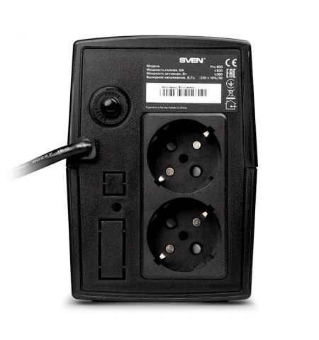 SVEN Pro 600, Line-interactive UPS with AVR, 600VA /360W, 2x Schuko outlets, 1x7AH, AVR: 175-280V, Cold start function, Black SVEN Pro 600, Line-interactive UPS with AVR, 600VA /360W, 2x Schuko outlets, 1x7AH, AVR: 175-280V, Cold start function, Black