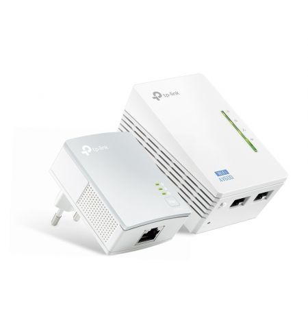 TP-LINK  TL-WPA4220 Kit  N300 AV600 Powerline Adapter Starter Kit, Compact Size, 300Mbps Powerline Datarate, 1 Lan Port, Power Socket, HomePlug AV, Green Powerline, Plug and Play, Pair Button, Range 300 meters in house