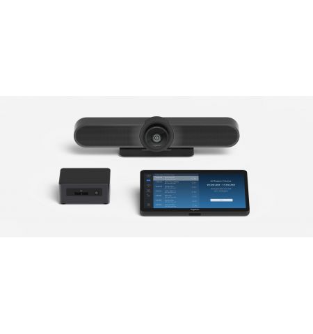 Logitech Video Conferencing System MeetUp, 4K Ultra HD (2160p 30fps), Field of View 120°, 5x HD zoom, Integrated microphone with 3 beamforming elements 4m pickup range (1 optional Expansion Mic), Remote control, Bluetooth, USB 3.0, for small rooms