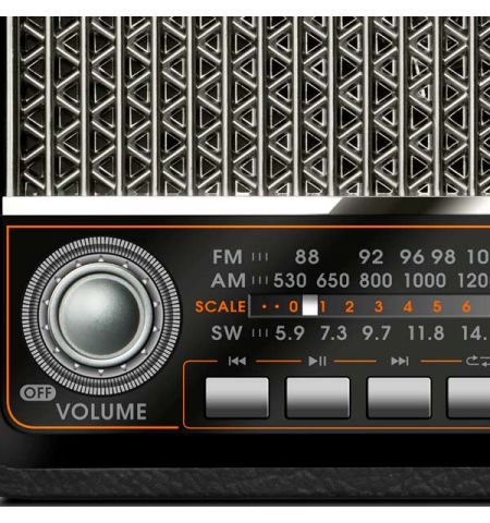 SVEN SRP-555 Black-Silver, FM/AM/SW Radio, 3W RMS, built-in audio files player from USB-fash, microSD and SD card storage devices, telescopic swivel antenna, HEADPHONES JACK ,built-in battery