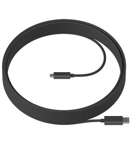 Logitech Strong USB Cable 25m, USB Type A (male) to USB Type C (male), delivers up to 10 Gbps for devices with their own power supplies, including Logitech Tap, Rally Camera, and Meetup. Compliance with the USB 3.2 Gen 2 specification